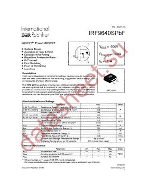 IRF9640SPBF datasheet  